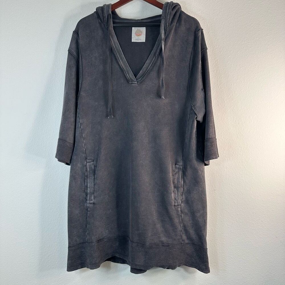 Daily Practice Anthropologie Sport Hoodie Mini Dress Womens Large Boho Gray